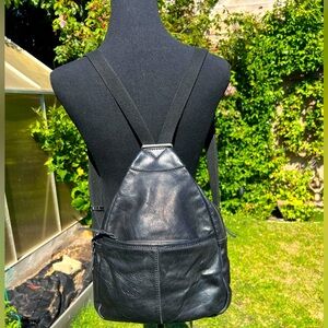 Leather backpack black